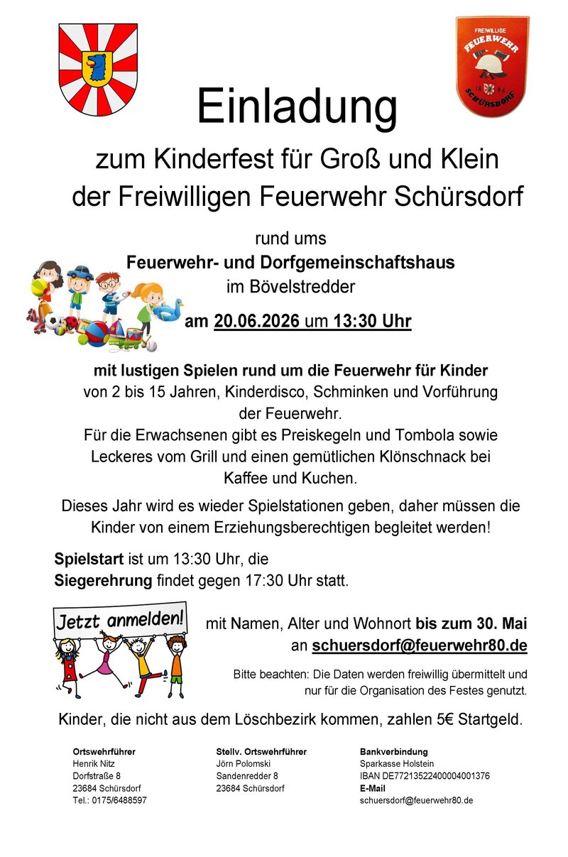 FF Sch&uuml;rsdorf Einladung Kinderfest 2026